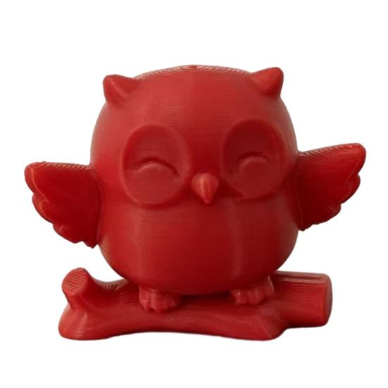 

3D Printed Owl Figurine Cute Owl on Tree Branch Statue Mini Forest Animal Ornament for Home Office Table Desk Mantle TV Stand Bookshelf Decor красный