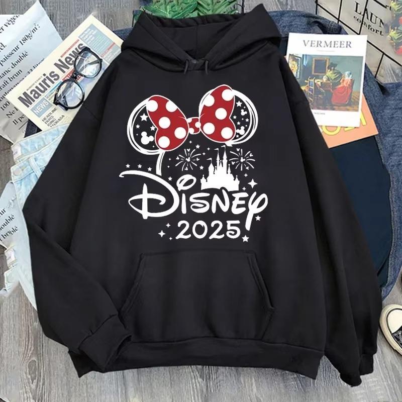 Disney 2025 Trip Printed Hoodies Fashion Female Casual Clothing Long Sleeve White Pullover Kawaii Cartoon Graphic Sweatshirt