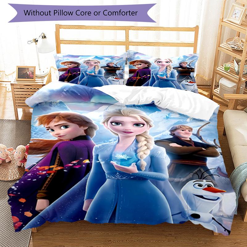 3pcs Elsa Bedding Set Duvet Cover Closure Includes 1 Duvet Cover & 2 Pillowcases, Soft and Comfortable for All Seasons.