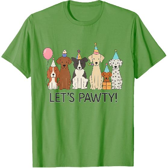 Let’s Pawty Cute Dogs Party Celebration T-Shirt