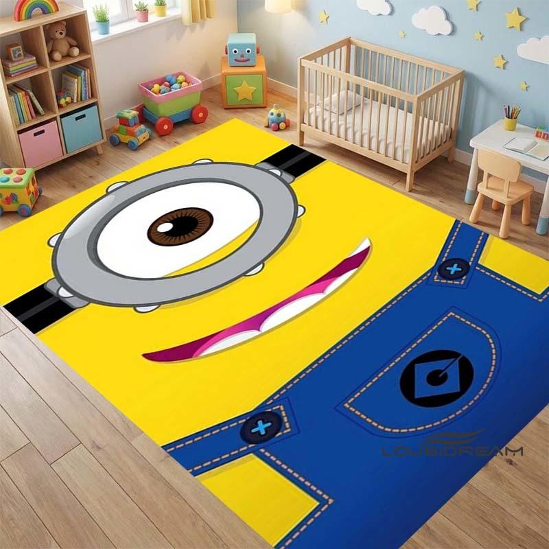 "I LoveM- Minions" Cartoon-Print Rug — Non-Slip Kitchen Mat, Outdoor Carpet, Home & Bedroom Decor, Yoga Mat, Birthday Gift.