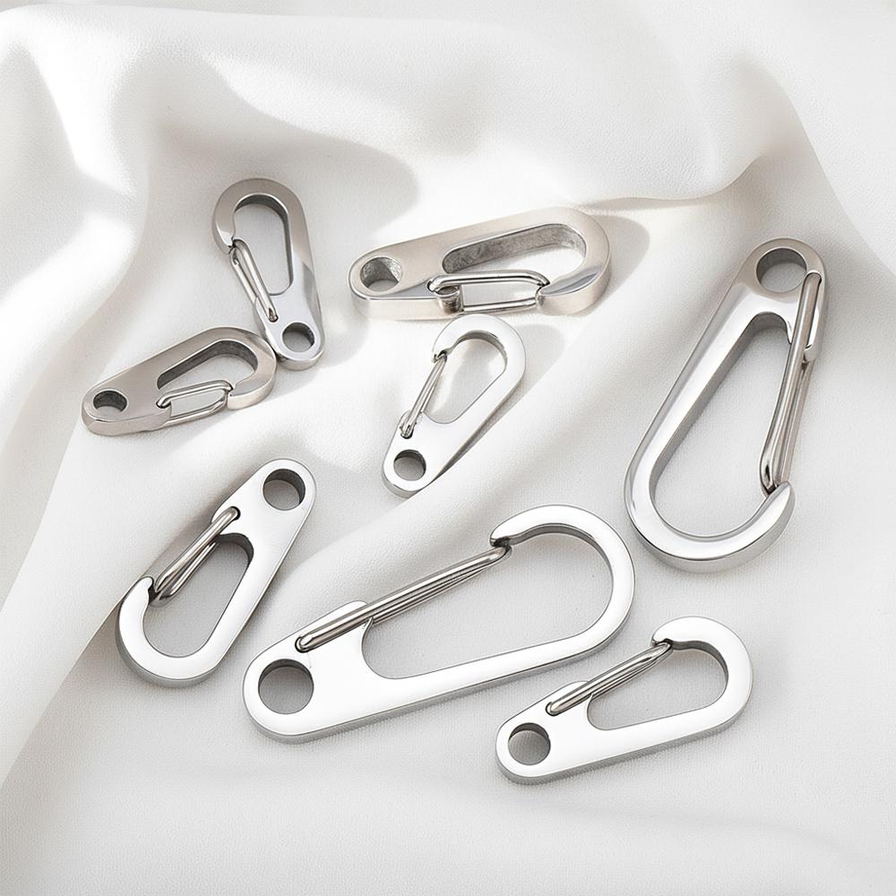 304 Stainless Steel Small Mini Carabiner Clip Spring Snap Hook Keychains for DIY Key Rings Camping Backpack Jewelry Accessories
