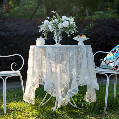 Mirror Flower Lace Tablecloth With Skirt Edge, Rustic Style Tablecloth, Dining Table Tablecloth For Outdoor Parties And Gatherin