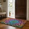 Colorful Mandala Boho Floor Mat Soft Flannel Absorbent Mat Non-Slip Rug Home Bedroom Bathroom