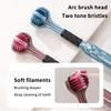 Soft Bristle 3D Triple Head Toothbrush For Adults With Tongue Scraper Home Care Manual Brush