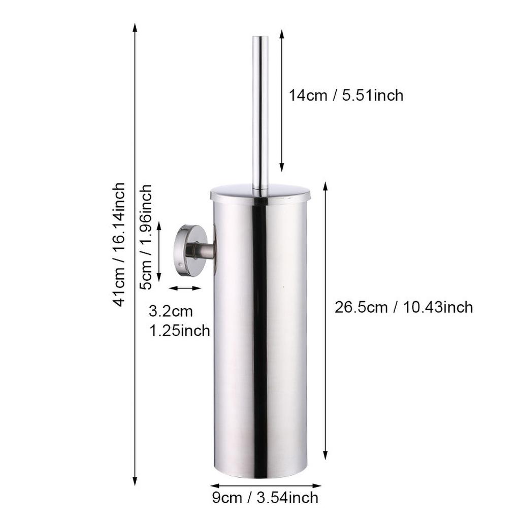 Stainless Steel Toilet Brush Wall Mounted & Freestanding, Odor-Proof Cover Anti-Drip, 360° Soft Bristles Rustproo