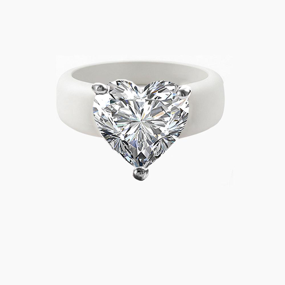 Silikonringhalter Copperthree-Kralle herzförmiger Zirkonia-Ring, minimalistischer schwerer Stil, Sport/Valentinstag/Teil 5 gray