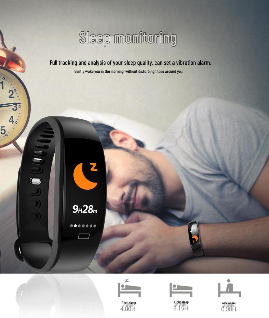 Jumei Dai F64HR Smart Sports Bracelet: Heart Rate Monitor, Color Screen, Long Battery Life.