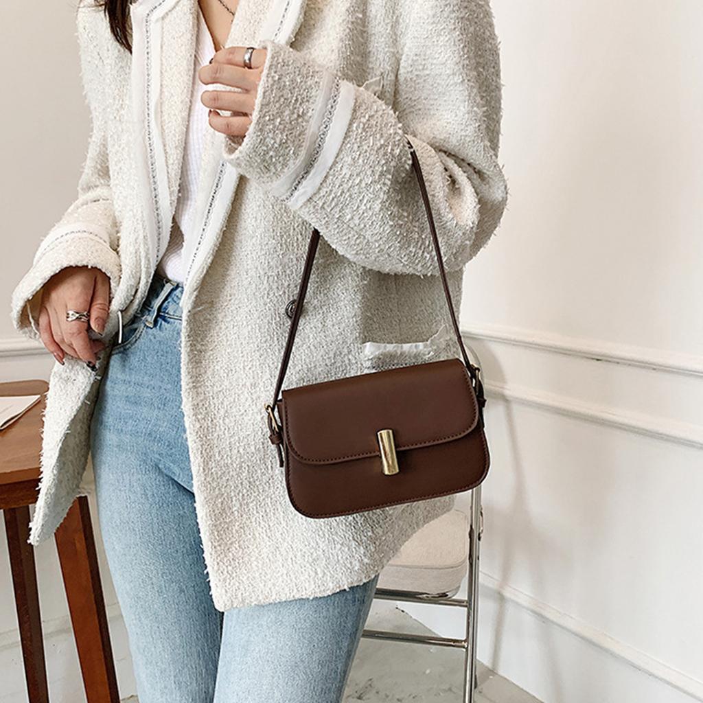 PU Leather Shoulder Bag Saddle Purse Casual Underarm Bag for Women, Underarm Bag Saddle Handbag Purse