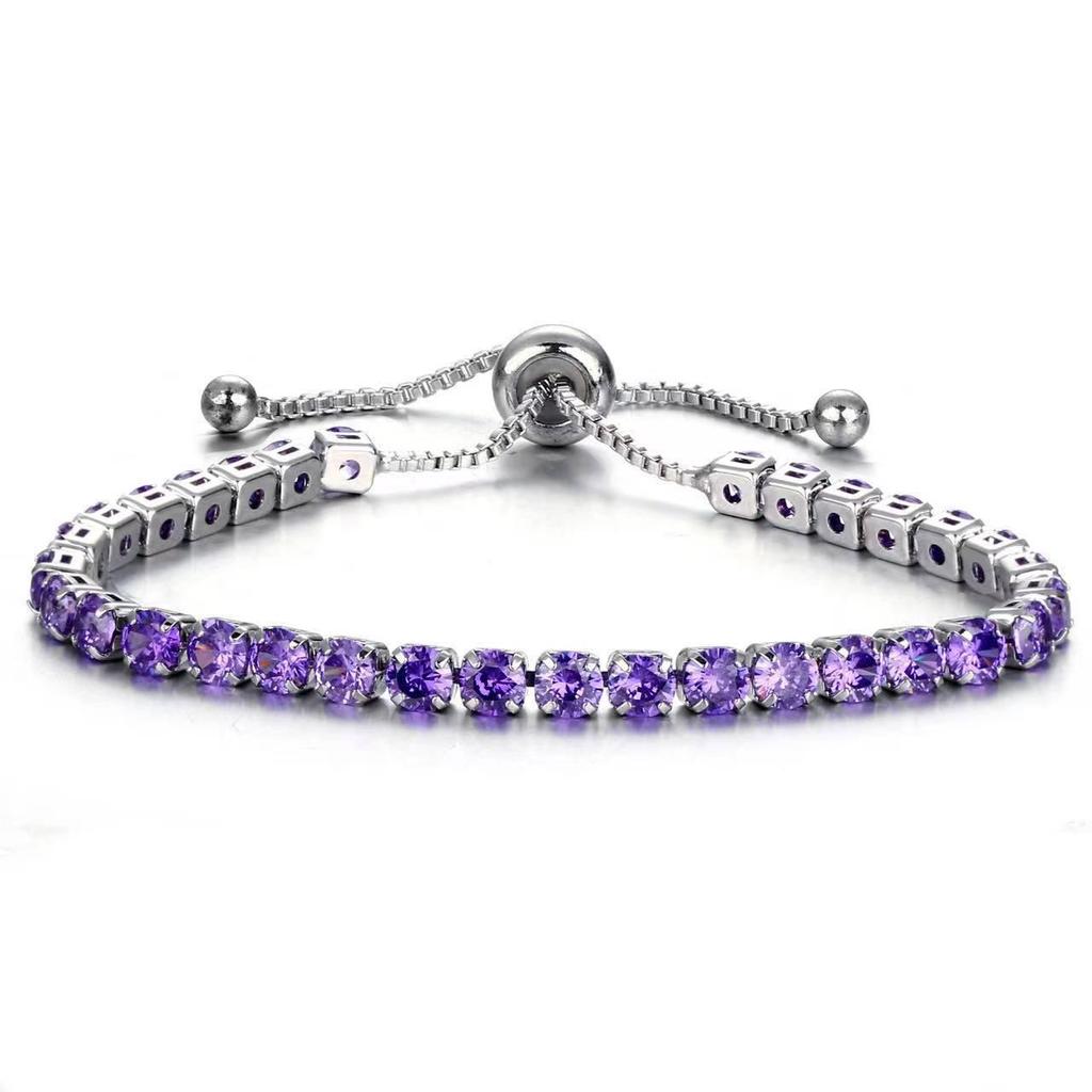 4mm Copper Inlaid Zircon Adjustable Crystal Tennis Bracelet for Women