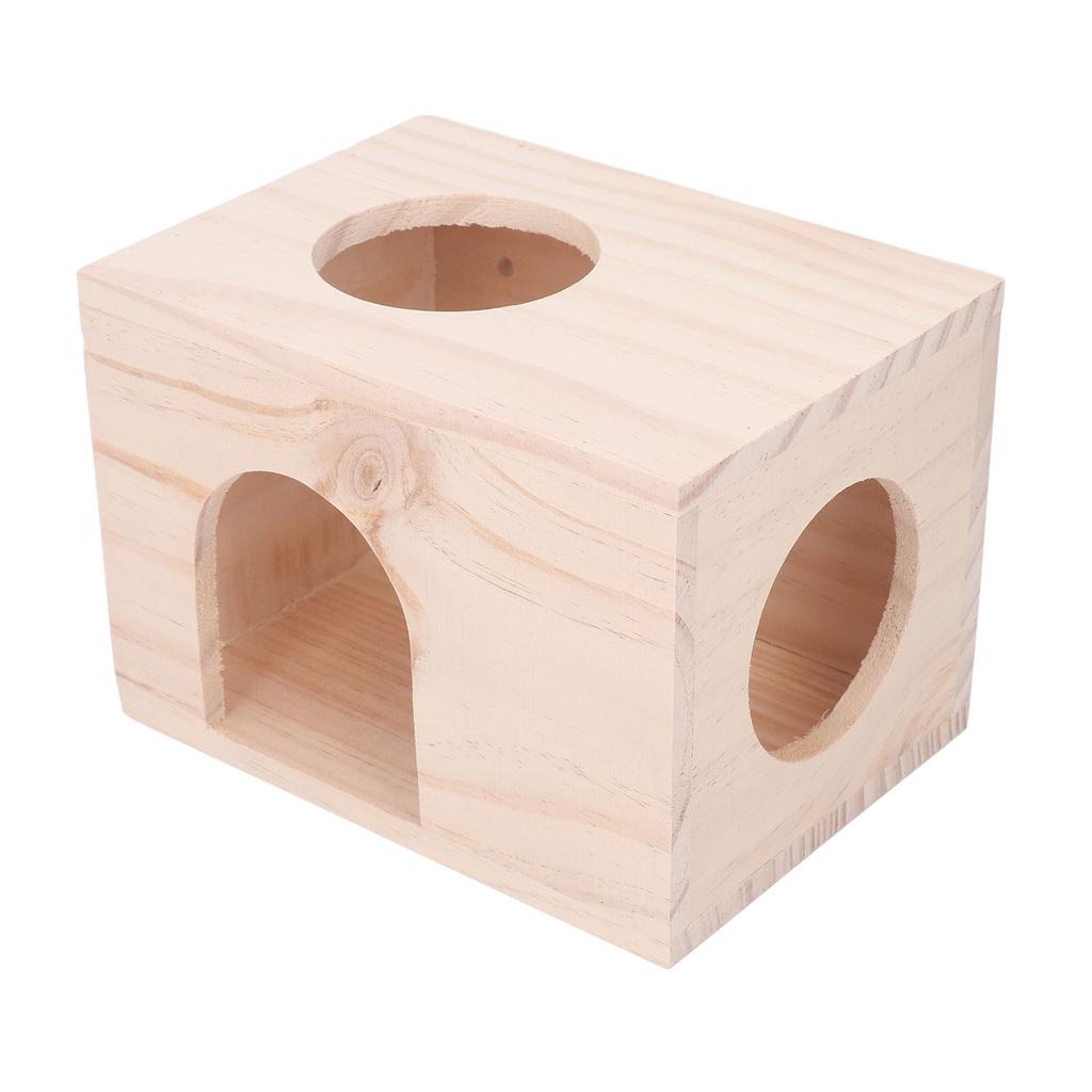 Tiny Hamster Wood House Bite Resistance Ventilated Eco Friendly Small Animal Hideout House for