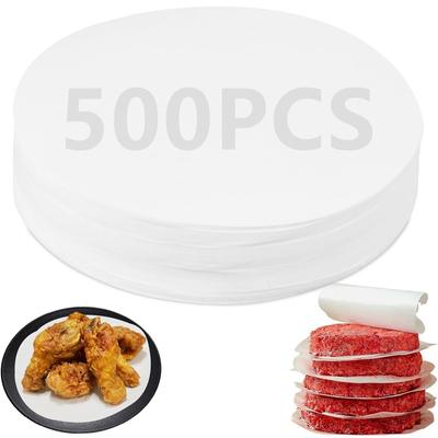 500Pcs 11cm Round Burger Paper Sheets, Non Stick Greaseproof Burger Press Wax Discs Papers Baking Parchment Wrapping