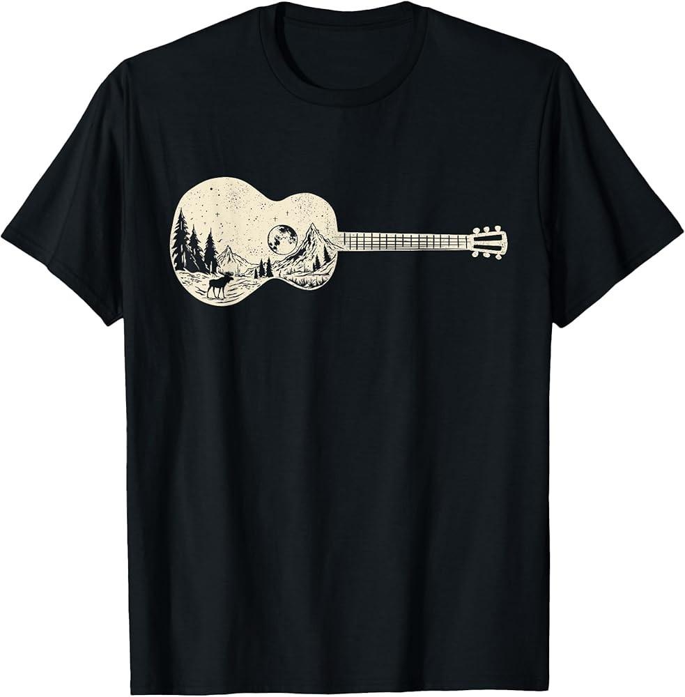 Acoustic Guitar Nature Mountain Music Lover Guitarist Retro TShirt Unisex T-Shirt S