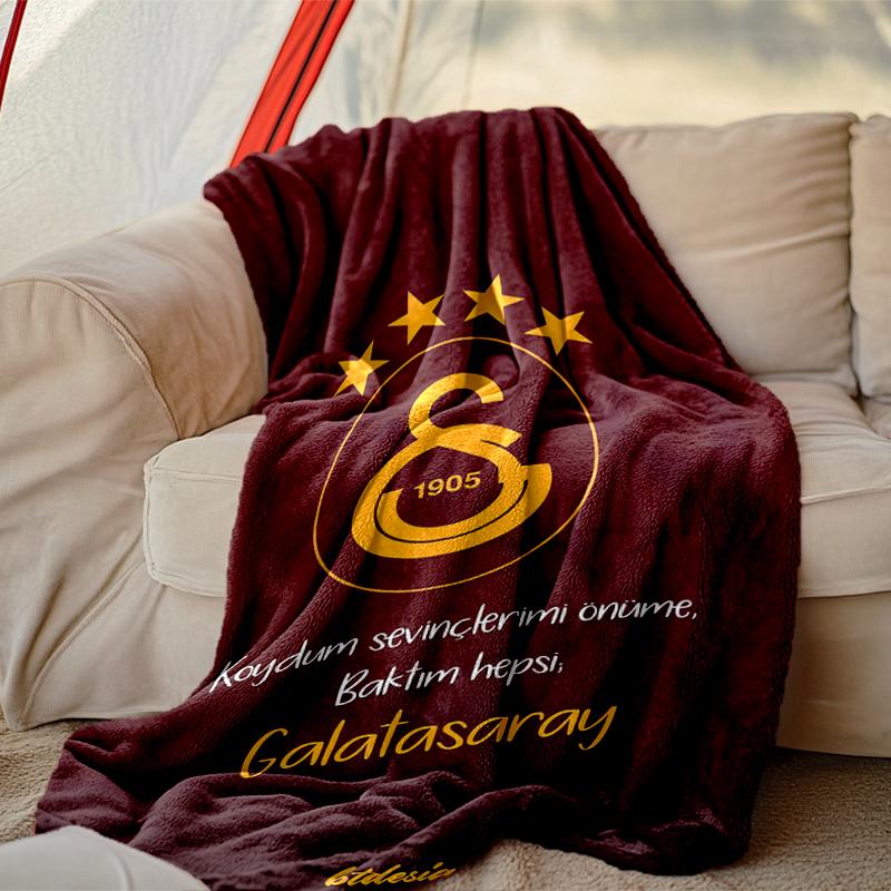 1pc Galatasaray SK Blanket, Home Printed Throw Blanket - Soft Blanket Gift for Family, Washable Sofa Bed Blanket