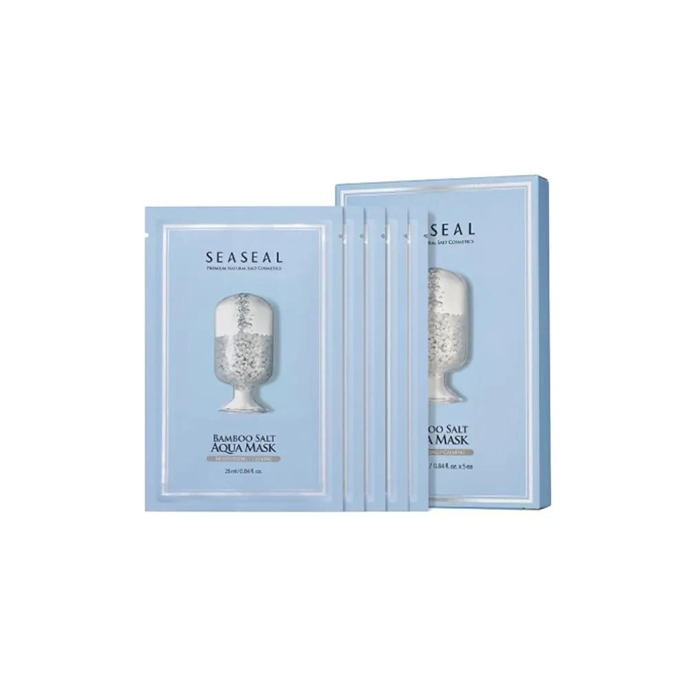 SEASEAL Insanga Bamboo Salt Aqua Mask Sheet Pack (5 Sheets) _ Moisturizing and Soothing Mask, Vegan Certified Fabric 01_Aqua Mask 5 Sheets
