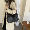 High-End Cotton-Padded Jacket & Embroidered Crossbody Bag - Shiny Women's Casual Tote for Autumn/Winter.