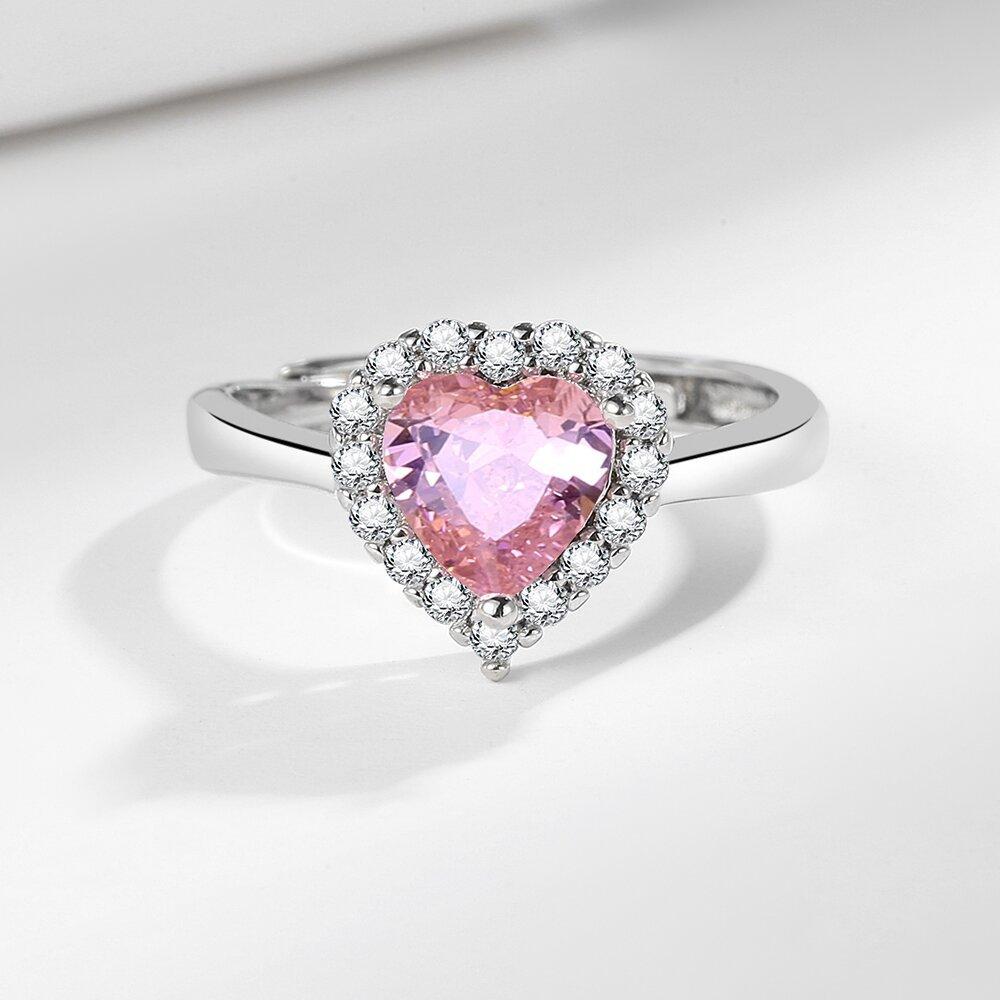 

Valentine s Day Gift Red Heart 925 Sterling Copper Elegance Ring For Women Zircon Rings For Wedding Party