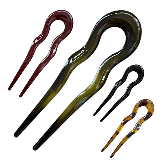 Acrylic Hair Fork Wave U-Shaped Hairpin Women Back Head Bun Headgear