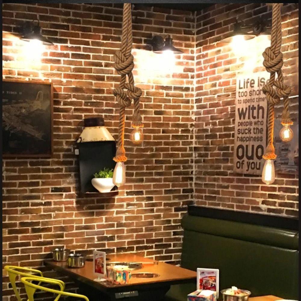 Creative Rope Lamp Durable Vintage Hemp Rope Pendant Lamp Minimalist Hemp Rope Material Edison Bulb Chandelier Loft