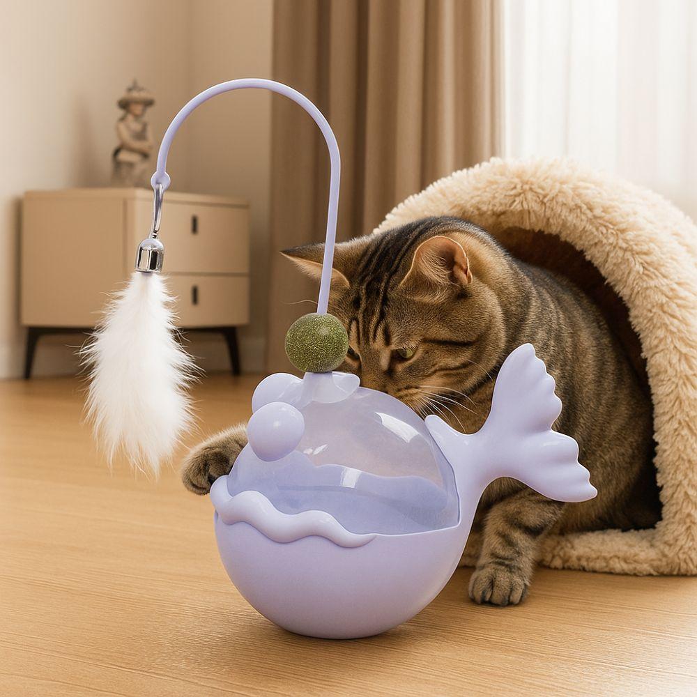 Fish Shape Cat Treat Dispenser Plastic Interactive Cat Toy Cat Leakage Food Toy  Interest