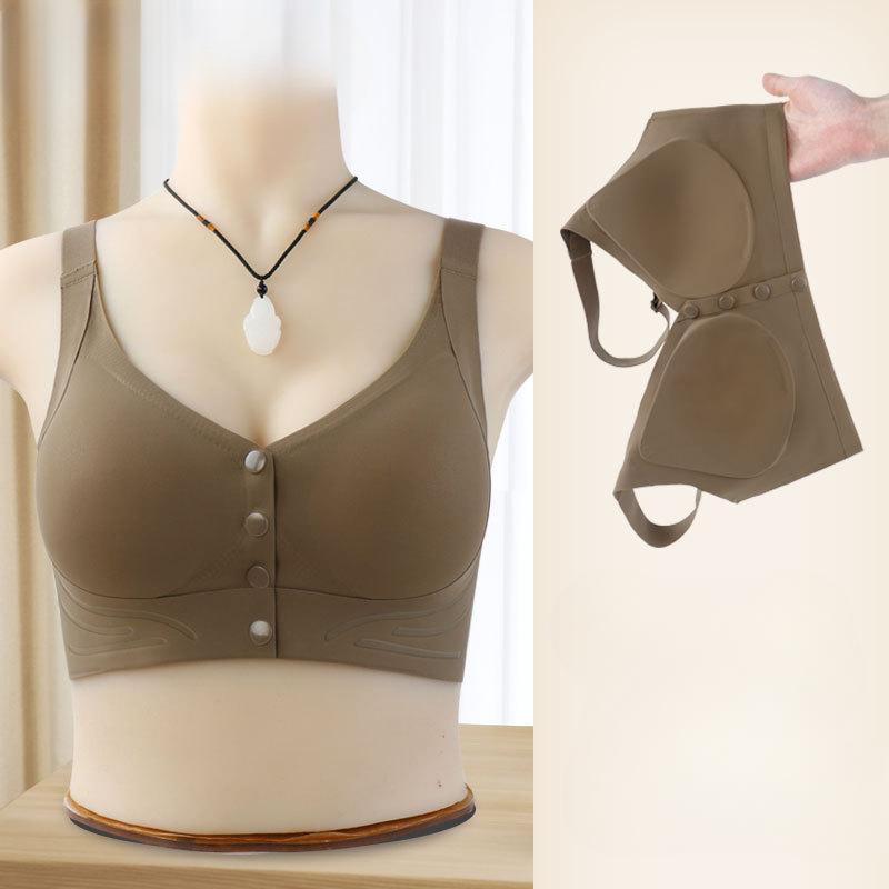 Modische, nicht abzeichnende Unterwäsche mit vorderem Verschluss für Damen, verstärkt unter der Brust, rutschfest, ohne Bügel, BH in Übergröße für ältere Frauen