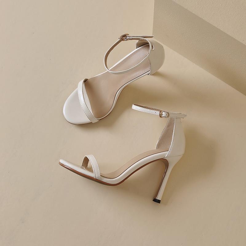Women's High-heeled Sandals Summer New Simple and Versatile Thin-heeled Large-size Open-toed Sandals