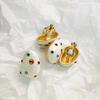 French White Enamel Colored Rhinestone Ear Clip Without Piercing Exquisite Elegant Design for Women Candy Earrings Party Jewelry