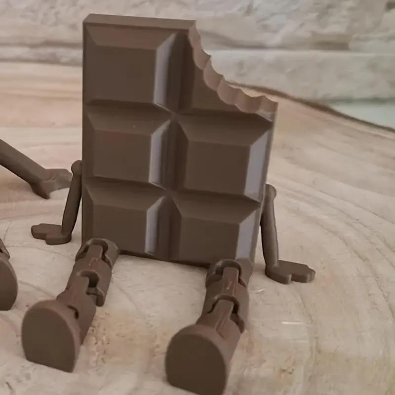 1 Pc 3D Printed Chocolate Figurines With Movable Joints Realistic Desktop Decorations For Home Office Ornamental Sculptures