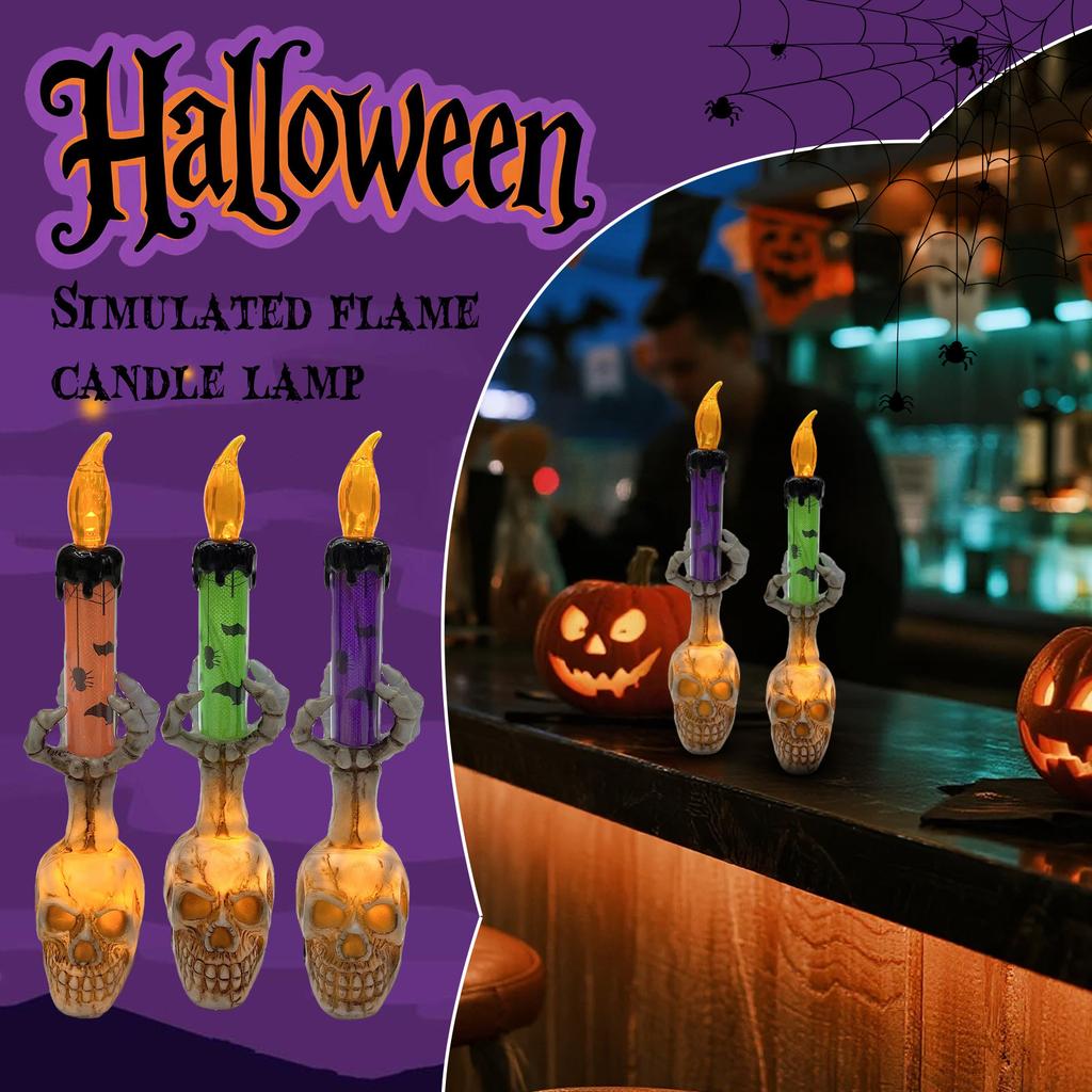 Halloween Lysestake Lys Skummel Og Stilig Dekorativ For Halloween Kreative Ornamenter Lettvekt LED For Hjem Spøkelseshus Barrekvisitter