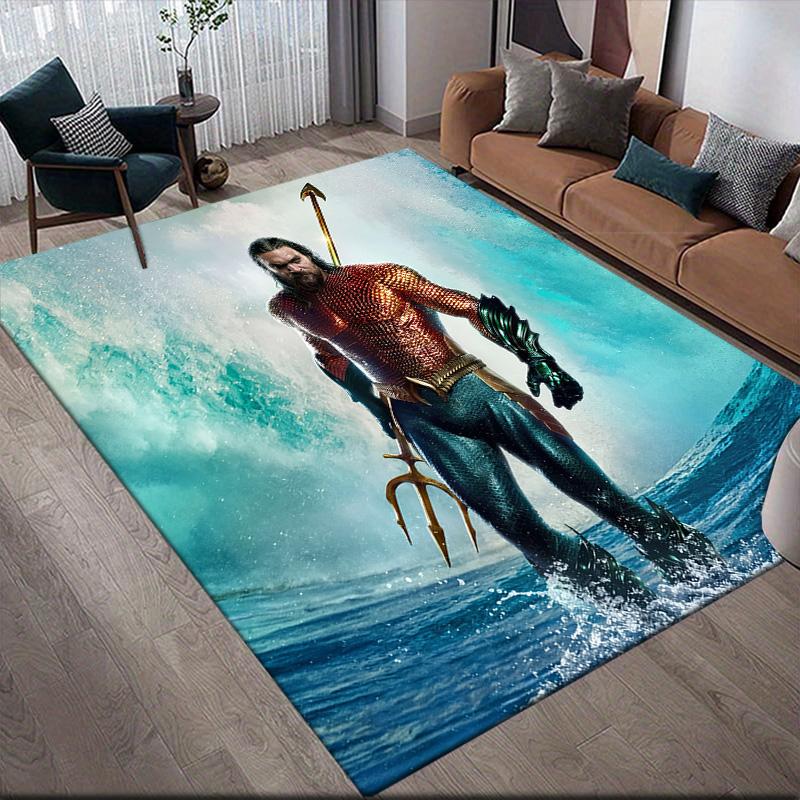 Neptune Trident Anti-Slip Rug, Rectangular Carpet for Sofa Zone & Game Room Decor