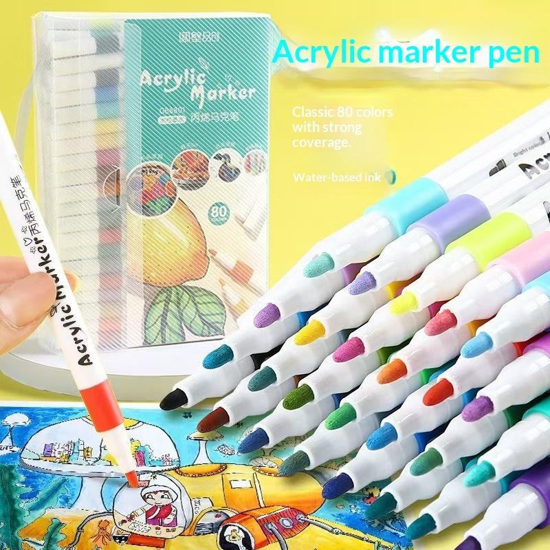 24 Colors Acrylic Paint Markers Waterproof Vibrant Colors For Art Creation Diy Crafts Drawing School Projects