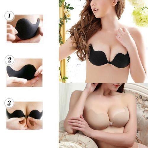 Soutien-gorge push-up - Adhésif Invisible - Noir - Taille M - Confortable - Dos nu