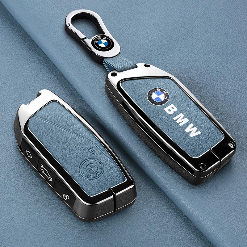 Nouveau Porte-clés Coque de clé de voiture en cuir véritable Anneau Porte-clés Pour BMW I7 X7 G07 LCI I20 U11 IX X1 Série 7 G70 G09 XM U06