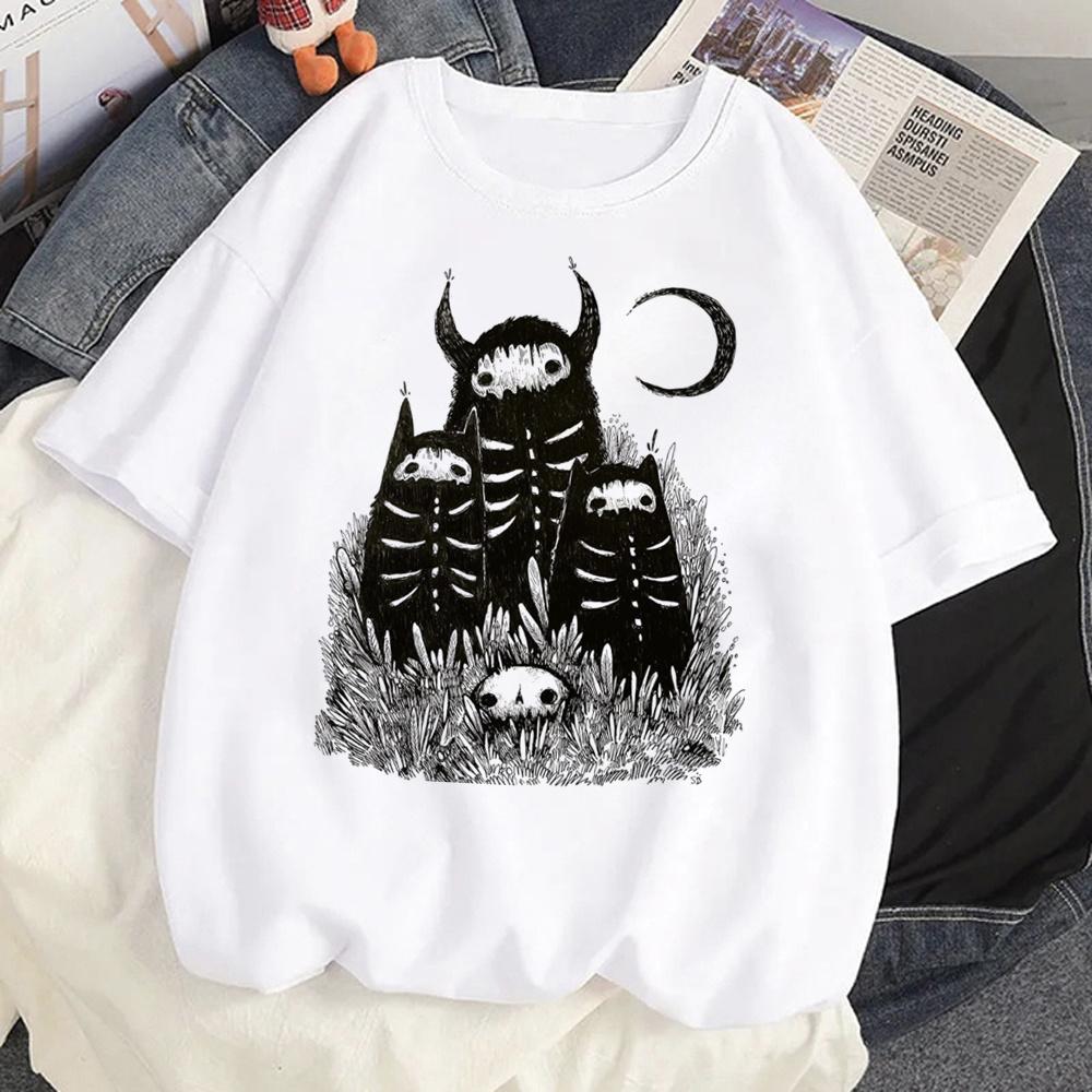 Cat Mushroom Halloween top women streetwear t shirt girl comic clothing
