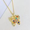  Personality Hip Hop Butterfly Necklace Color Zircon Unique Design Niche Fashion Pendant Jewelry For Young Women