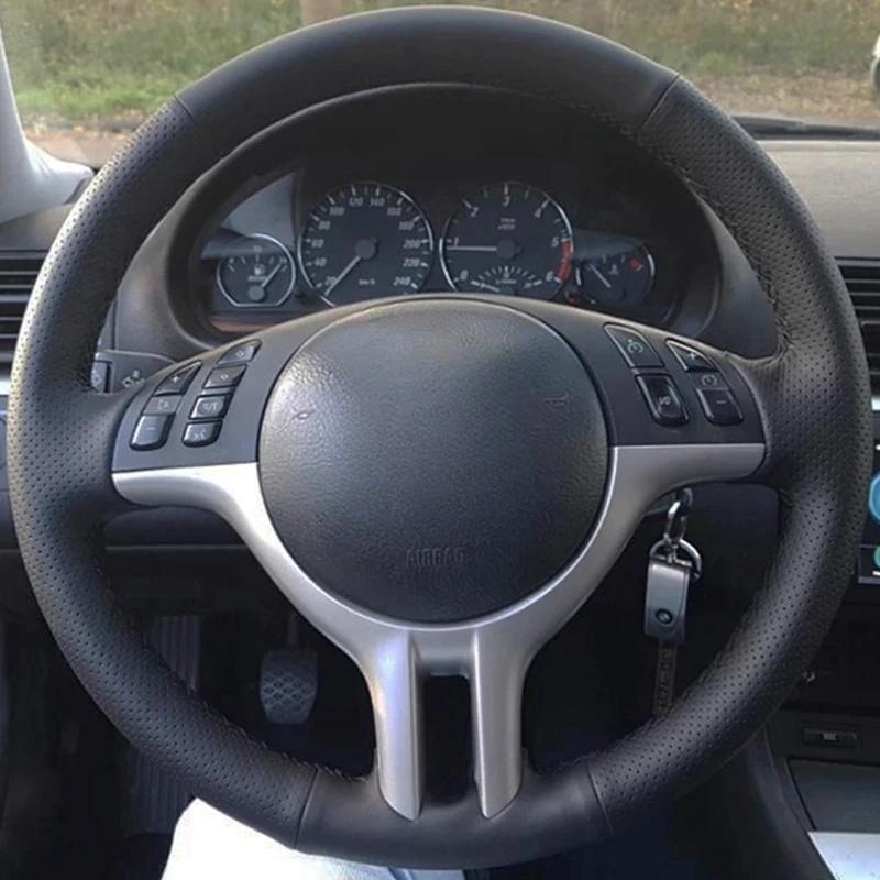 Car Steering Wheel Braid Cover Non-slip 100% Fit For BMW E46 325i X5 E53 E39 Auto Interior Accessories Steering Wrap