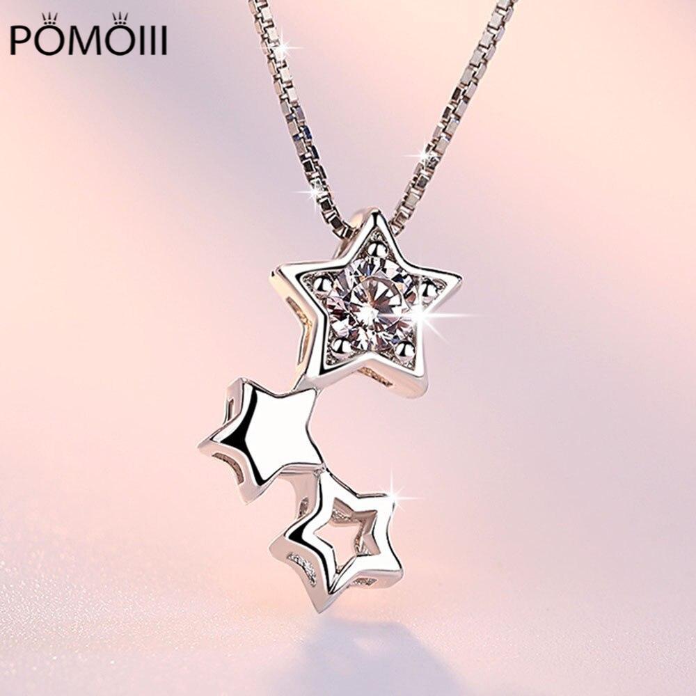 New 925 Sterling Silver Women Necklaces Fashion Flashing Radiance Pendant High Quality Zircon Clavicle Chain Jewelry Length 45CM