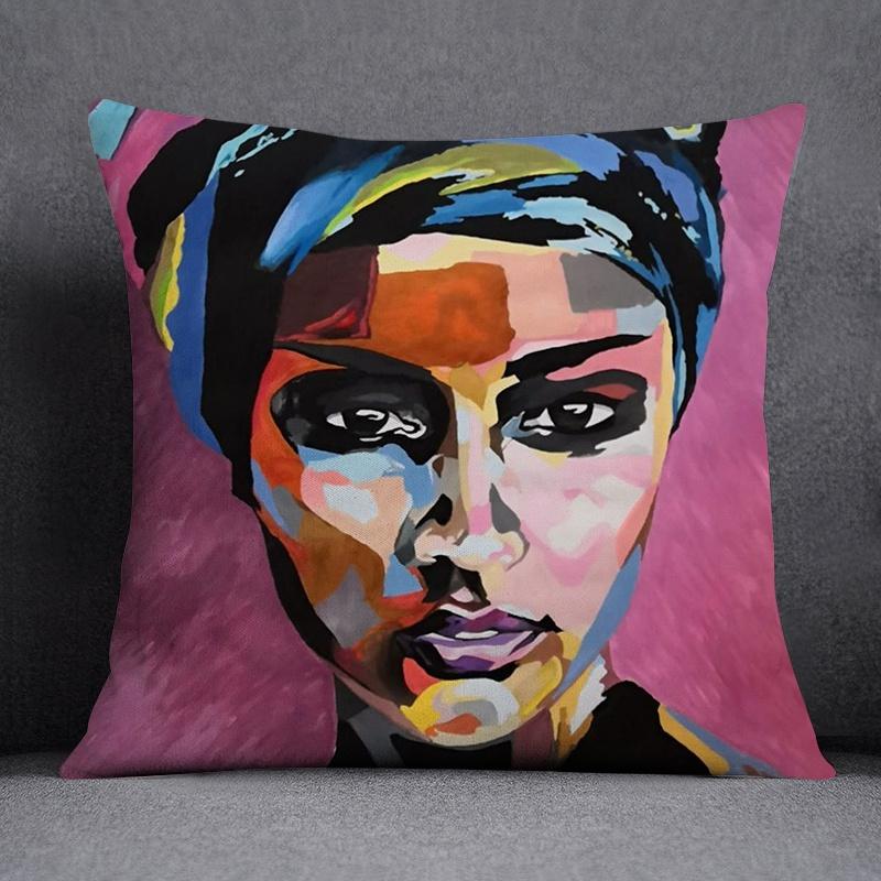 Painted Characters Collection Home Decor Pillowcases Square   Office Furnishings