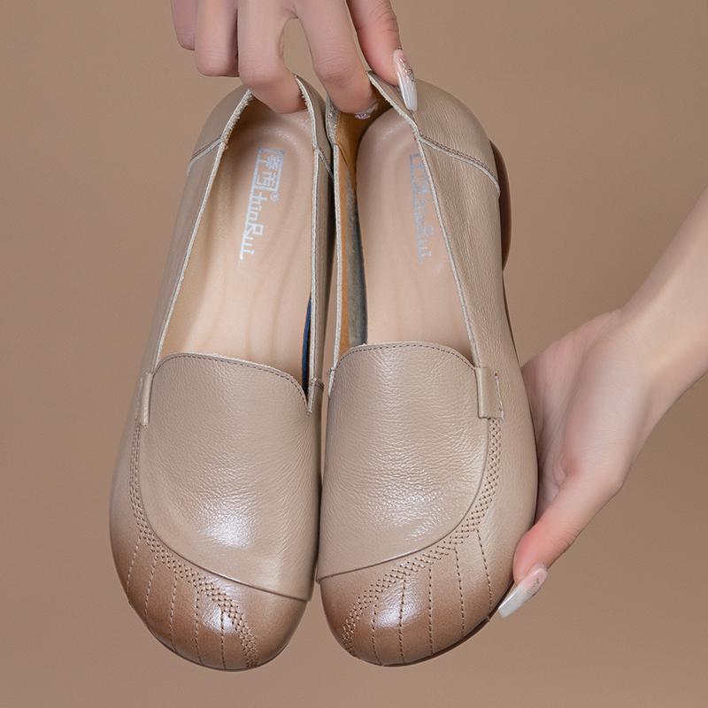 

Женская обувь, лоферы без шнуровки из натуральной кожи, нескользящая обувь, мягкая дышащая женская обувь на плоской подошве, уличная летняя обувь 39 коричневый