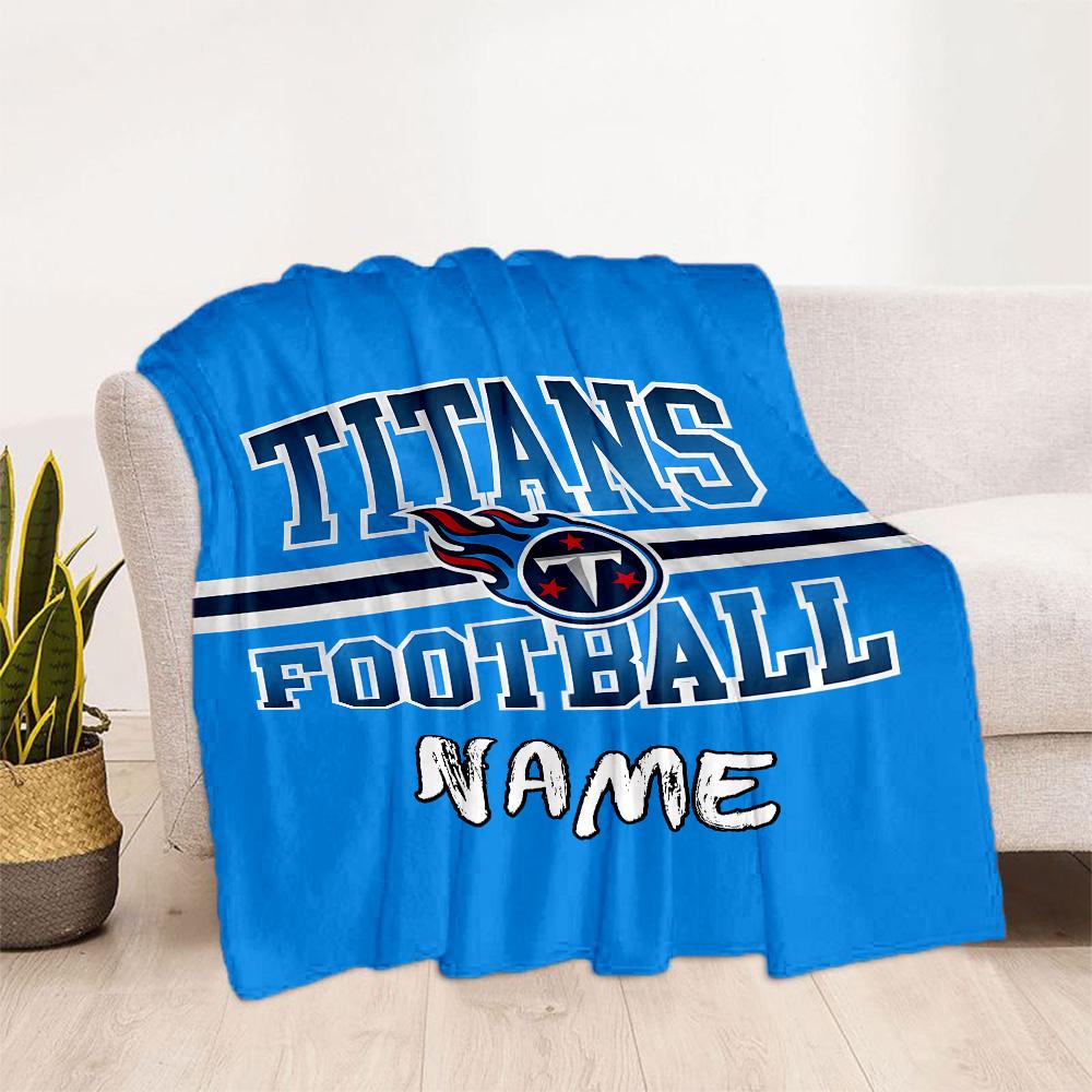 Titans Football Jersey Customize Text Blanket Throw Customizable Blanket Soft & Cozy Versatile for Chair Couch Office Picnics All-Season Use