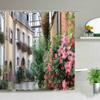 3d Nordic Italy Street Alley Shower Curtain Garden Flowers Scenery Retro Design Cloth Curtains Waterproof Home Bathroom Decor