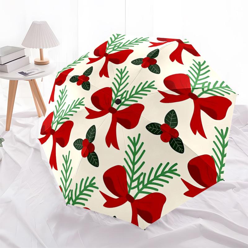 1pc Christmas Decorations Automatic Folding Umbrella - 8-Rib Automatic Open/Close, Portable Collapsible Compact Umbrella yy251218076
