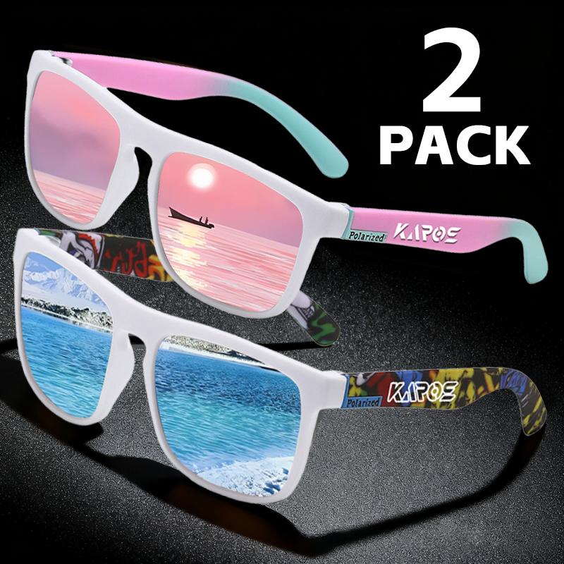KAROS 2PCS Square Mirror Sunglasses Men Women UV400 Luxury Brand Design Unisex for Fishing Driving Cycling