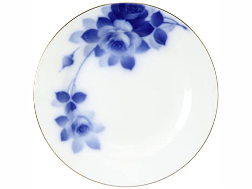 Okura Pottery Blue Rose 20cm Dessert Plate, Made in Japan, 3h/8011-a