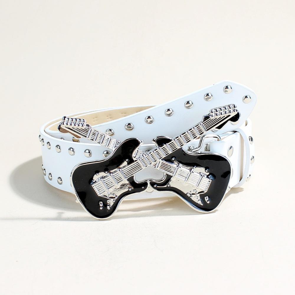 Jeans Belt Women'S Decorative Casual Belt Guitar Buckle Rock Punk Simple Belt
