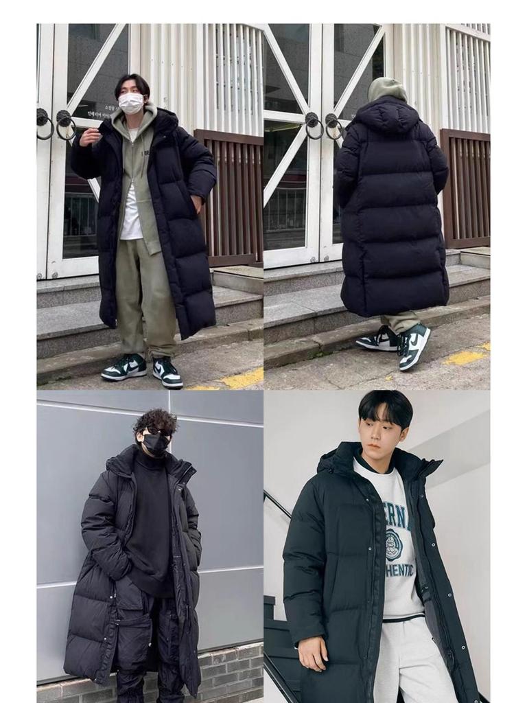 Mingmo Damen Langer Daunenmantel im koreanischen Stil - Überknie, Verdickt, 90% Weiße Entendaunen, Übergröße, Studentenstil.