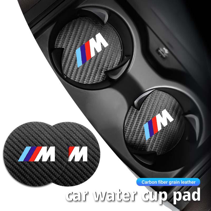 For BMW 2Pcs Car Coasters Water Cup Mats Waterproof Slot Pads E30 E34 E36 E39 E46 E52 E53 E60 E61 E62 E70 E71 E83