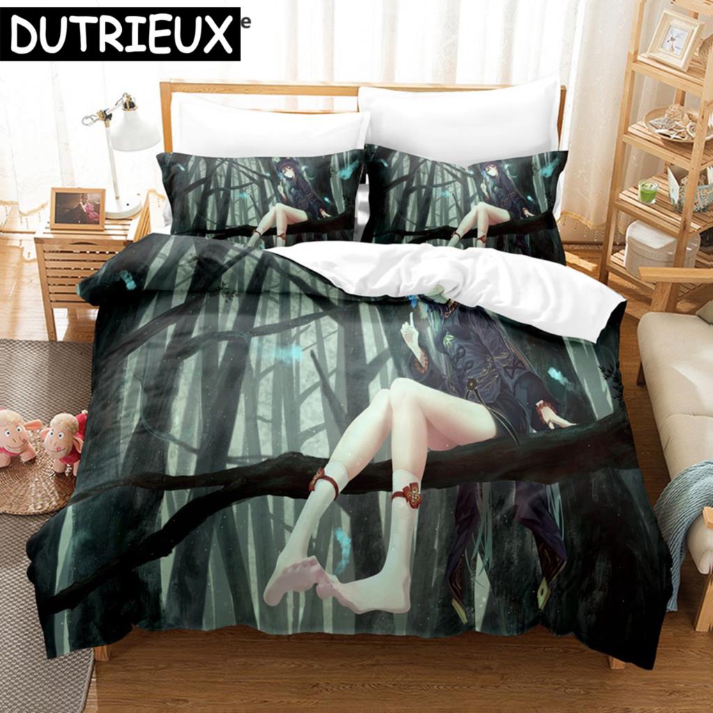 

Hu Tao Genshin Impact Game 3D пододеяльник комплект постельного белья одеяло льняные наволочки домашний декор односпальная двуспальная двуспальная кровать двуспальная кровать EU single(135x200cm)