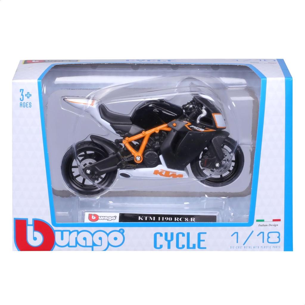 Bburago Scale KTM 1190 RC8 R Black Motorcycle Diecast Model Car Finished Product 1/18 / 18-51049