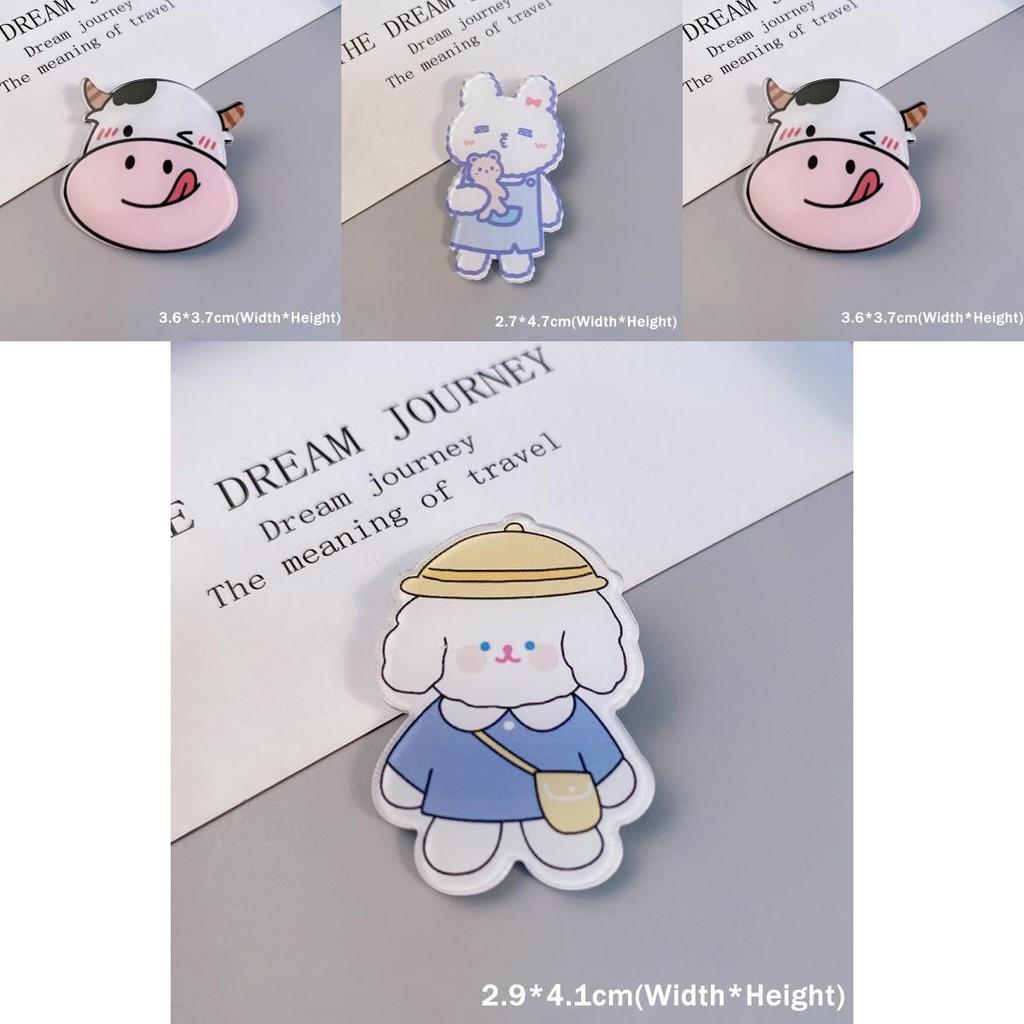 Adorables Broches de Perro, Conejo y Vaca de Dibujos Animados Para Decoración de Mochila y Bolso